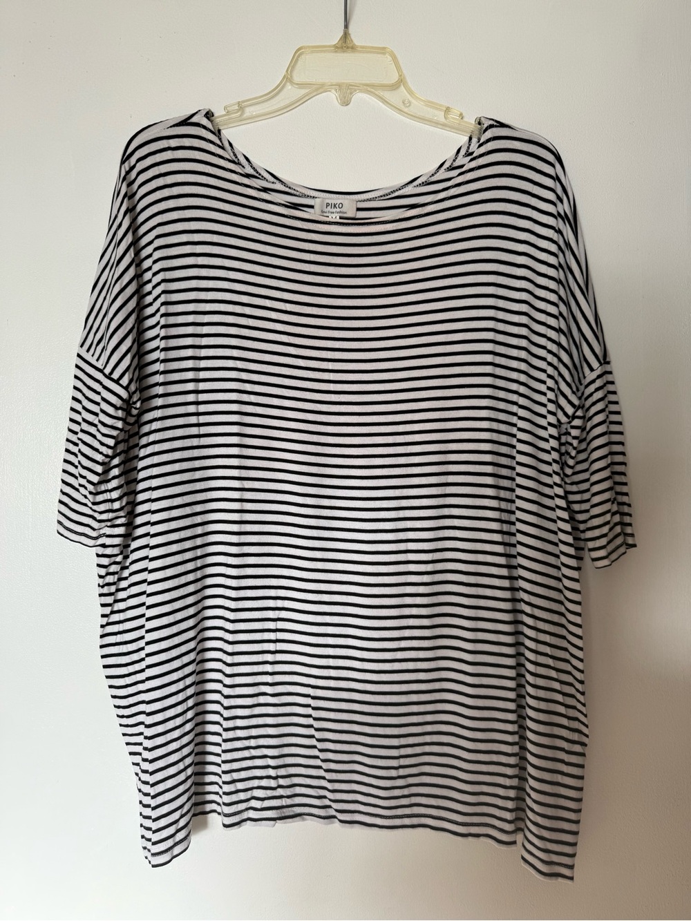 Piko White with Black Stripe Top